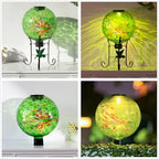 10 Inch Solar Glass Gazing Ball with 9.4" H Metal Stand - Image 4