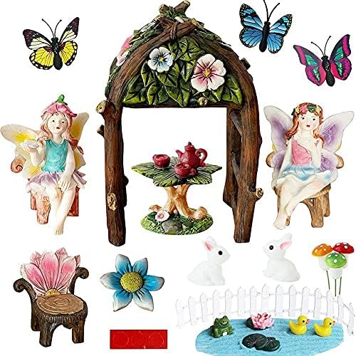 BangBangDa Fairy Garden Unicorn Fairies Accessories - 35 PCS Miniature Outdoor Fairy Garden Set - Fairy Figurines Castle Fountain Girl Birthday Gifts - Image 3