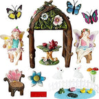 BangBangDa Fairy Garden Unicorn Fairies Accessories - 35 PCS Miniature Outdoor Fairy Garden Set - Fairy Figurines Castle Fountain Girl Birthday Gifts - Image 3