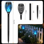 8 Pack Solar Lights Outdoor, Blue Flickering Flame Torches - Image 2