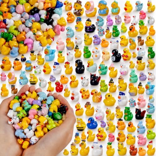 200 Pcs Various Mini Resin Ducks Bulk,Multicolor Tiny Ducks to Hide,Miniature Figurines for Fairy Garden,Aquarium,Bonsai,Dollhouse Decor Micro Landscape Accessories by Unknown