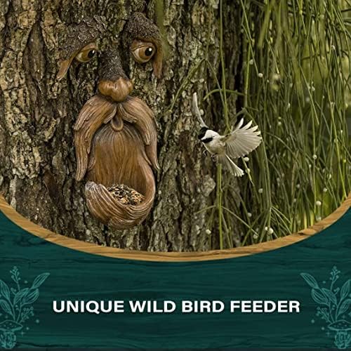 Tree Face Decor Bird Feeder Outdoor, Novelty Wild Resin Bird Feeder, Whimsical Old Man Tree Sculpture, Yard Art Garden Lawn Decoration - Image 2