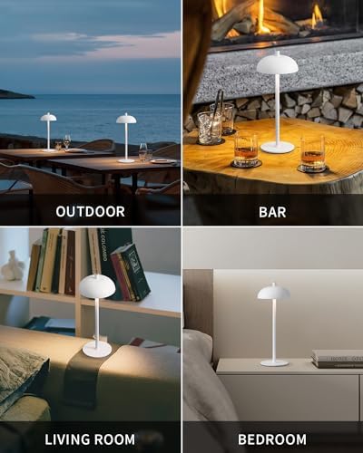 12" Cordless Table Lamps Set of 2, White Modern Portable Desk Lamp - Image 6