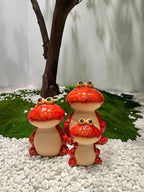 Frog Garden Decor Set of 3,Funny Cute Ceramic Frog Garden Statues Yard Decoration Outdoor Holiday Decorations,Ideal Ornament for Outside Pond Pool Patio Front Porch Backyard (Red) - Image 6