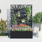 GarveeLife Metal Planter Box with Trellis 71"x47"x16", with Drainage Holes by GarveeLife