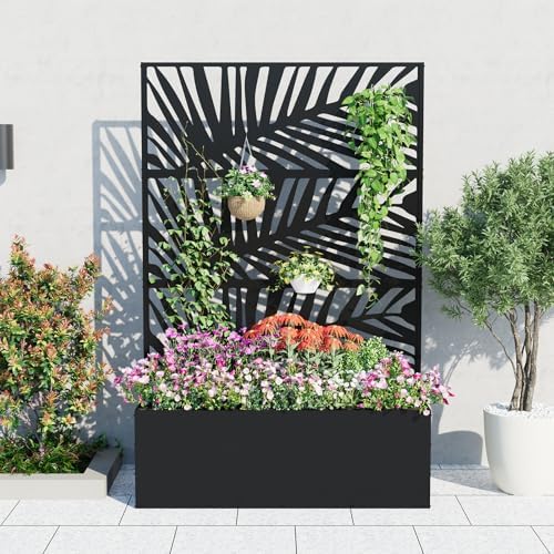 GarveeLife Metal Planter Box with Trellis 71"x47"x16", with Drainage Holes by GarveeLife