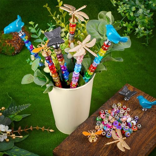 Tigeen 236 Pcs Garden Stake DIY Fairy Wand Plant Stake, Dragonfly Bird Bee - Image 3