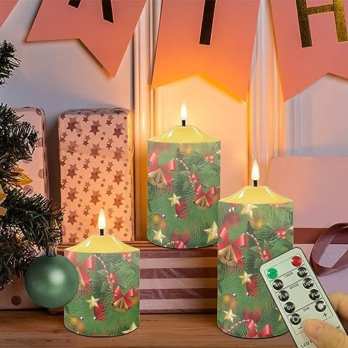 Cozeyat Flameless Candles with Remote Christmas Lights Bowknot Tree Design Electric LED Candles for Indoor Outdoor Christmas Decor Flickering Pillar Tea Lights Battery Operated - Image 5