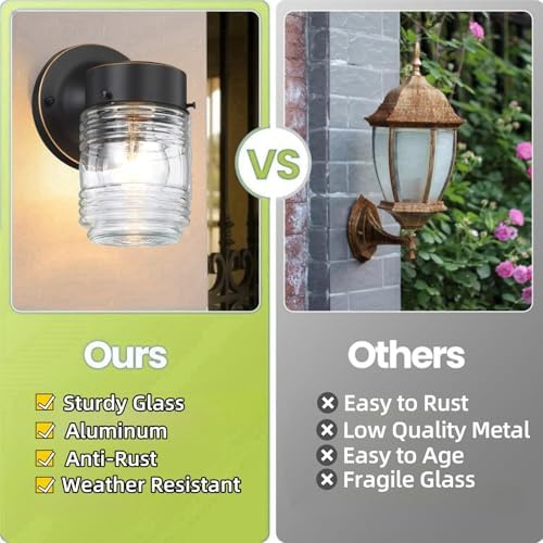Jelly Jar Outdoor Wall Light Fixture, 4 Pack Jelly Jar Exterior Porch Light - Image 4