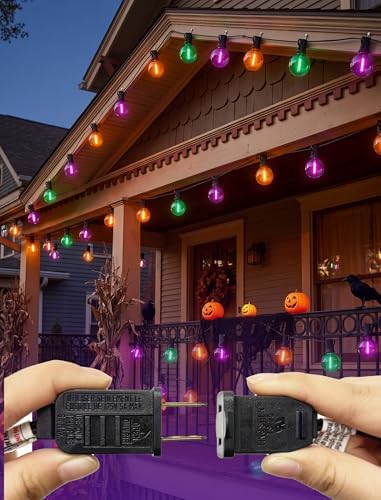 LED Outdoor String Lights 25Ft Orange Purple and Green Halloween Lights Outdoor with 27 Shatterproof LED Globe Bulbs, Connectable Halloween Decorations Lights for Home Patio Garden Christmas Party - Image 6