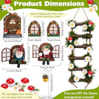 AceOrbit 7 Pcs Fairy Garden Accessories Miniature Fairy Doors with Trees, Windows, Streetlamp and Ladder, Mini Art Garden Sculpture, Outdoor Lawn Yard Decor for Patio, Balcony & Lawn Ornament - Image 3