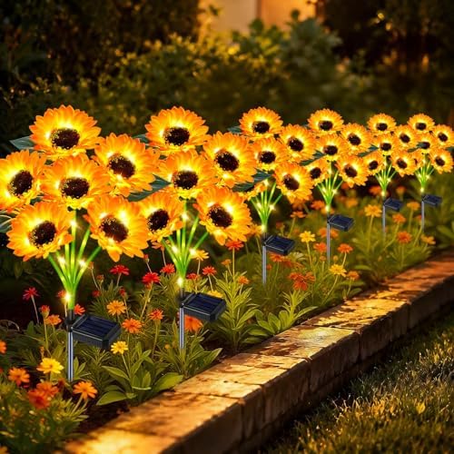 Solar Sunflower Lights 6 Pack 36 Flowers Gift for Mom by yeuago