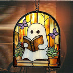 Funny Ghost Reading Book Acrylic Suncatcher - Image 7
