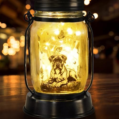 kyoryuger Boxer Dog Gifts for Women/Men Boxer Dog Lovers Solar Lantern Mom Birthday, Mothers Day, Solar Garden Decoration Outside for Yard, Patio,Backyard,Porch, Torches by kyoryuger