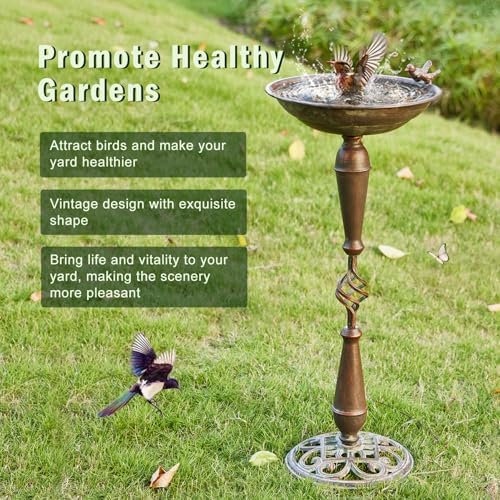 Cast Iron Pedestal Bird Bath,Metal Bird Bath for Outdoor,Vintage Birdbath - Image 4