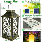 2 Pack 14" Large Tempered Glass Solar Lanterns Outdoor Waterproof, Bronze - Image 4