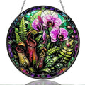 9.84 Inch Stained Glass Window Hanging Orchid and Pitcher Plant Floral Art Sun Catchers Botanical Nature Flower Suncatchers for Home Porch Garden Indoor & Outdoor Decor by Unknown