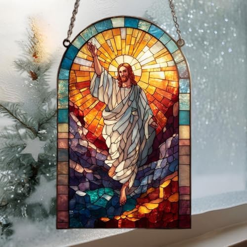 Radiant Mosaic Jesus Christ Acrylic Suncatcher - Image 3