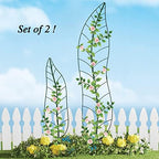 Garden Trellis Plant Support Trellis Green Leaf Trellis Garden Decoration for Climbing Vines Floral Metal Trellis Set of 2（Green） - Image 2