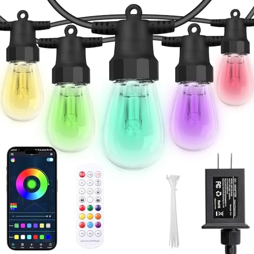 CAWWS Outdoor String Lights 100FT, Color Changing Patio Lights, Waterproof by CAWWS