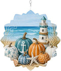 10 Inch Fall Coastal Pumpkins Wind Spinner for Yard and Garden,Thanksgiving Autumn Beach Nautical Hanging Ornaments Outdoor 3D Kinetic Wind Sculpture Spinners Indoor Outdoor Patio Décor Gift by Unknown