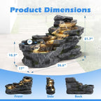 36.6" L Water Fountain Outdoor, 4-Tier Rock Cascading Water Feature - Image 3