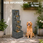 Outdoor Water Fountain, 39 Inch Resin Tiered Waterfall Fountain with Warm LED Lights and Plug-in Pump, Freestanding Cascading Water Feature for Patios, Gardens and Outdoor Living Spaces - Image 4
