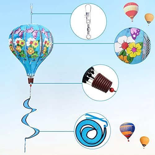 Giant Rainbow Butterfly Hot Air Balloon Garden Wind Spinners Large Pinwheels Lawn Yard Catchers Ornaments Windmills Outdoor Hanging Decor Whirligigs Wind Hanging Windsock 2Pack - Image 4