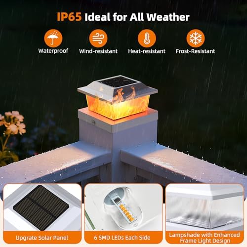 Solar Post Cap Lights, White, 4x4/5x5, 6-Pack - Image 5