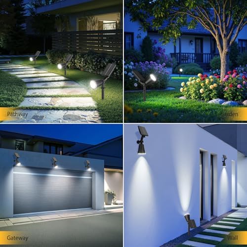 6 Pack Bright Solar Spot Lights Outdoor Cool White, 1000LM Adjustable Solar Lights Outdoor Waterproof, 2-in-1 Solar Powered Spotlights Landscape Lighting for Garden, Yard, Pathway, Tree, Flag - Image 7