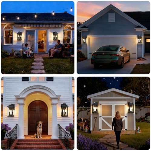 Solar Porch Lights Outdoor with Motion Sensor, Dusk to Dawn Waterproof Solar Wall Light with 3 Lighting Modes, Wall Sconce Light fixtures for Home Garage Porch Yard Front Door - Image 2