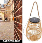 Solar Outdoor Lantern Hanging Rattan Lamp for Garden Patio Yard, Waterproof Solar-Powered Decorative Lantern Faux Wicker Iron Frame for Outdoor Atmosphere Lighting - Image 3