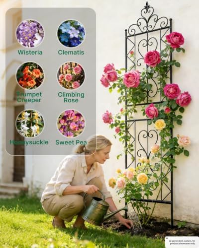ARIFARO 2 Pack 78"H x 20"W Metal Garden Trellis for Climbing Plants Outdoor - Image 3