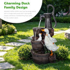 29.1" H Duck Outdoor Fountain with LED, Cascading Waterfall Garden Fountain - Image 3
