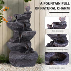 Resin Stone Imitation Desktop Waterfall Fountain with LED Lights, Tabletop Relax Water Feature Ornament, Art Decor for Home Office Indoor Decoration - Image 5