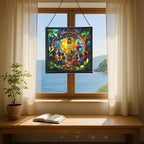 Gnome Storyteller Stained Glass Suncatcher – Square Hanging Window Panel for Home, Garden, Nursery, Halloween, Christmas, Memorial Day – Whimsical Glass Art Gift for Gnome Lovers 423hm4 - Image 6