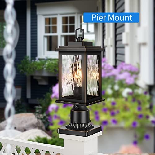 VIANIS Dusk to Dawn Outdoor Post Light with Pier Mount Base, Hardwired 120V - Image 3