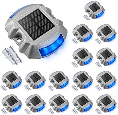 VOLISUN Solar Deck Driveway Dock Lights,Solar Pathway Lights,Blue 16 Pack by VOLISUN