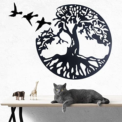 WINUSD Metal Tree of Life Wall Art, 4PCS Tree of Life and and Birds of Peace Wall Plaque Decorative for Garden Art Hanging Sculpture Family Indoor Decoration(18In Tree and 3Pcs Birds) - Image 7
