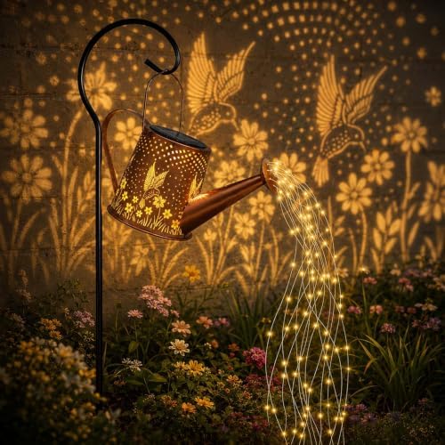 Solar Watering Can Lantern,Large Size,LED String Lights,Hummingbird by Unknown