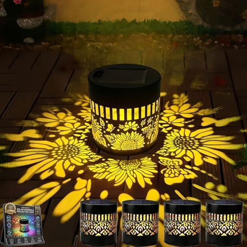 Decorative Solar Mandala Lights Outdoor Waterproof LED Metal Solar Powered Wall Fence Lights for Garden Yard Deck Step Patio Pool Lawn Back Yard Exterior Wall Decorative Lighting(#B,4PCS) by Unknown