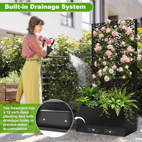 Metal Planter Box with Trellis, 47"x24"x12" Raised Garden Bed - Image 4