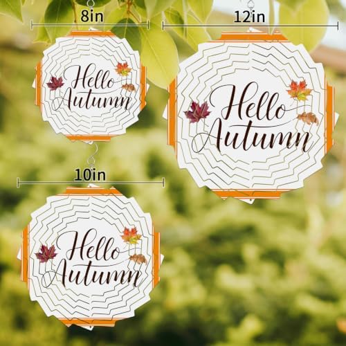10 Inch Autumn Maple Leaves Wind Spinner for Yard and Garden,Thanksgiving Farmhouse Orange Striped Hanging Ornaments Outdoor 3D Kinetic Wind Sculpture Spinners Indoor Outdoor Patio Décor Gift - Image 3