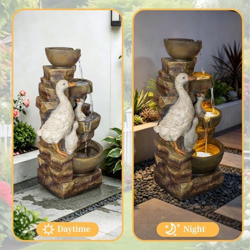 31.5" H Duck Water Fountain Outdoor Indoor,4-Tier Cascading Garden Fountain - Image 6