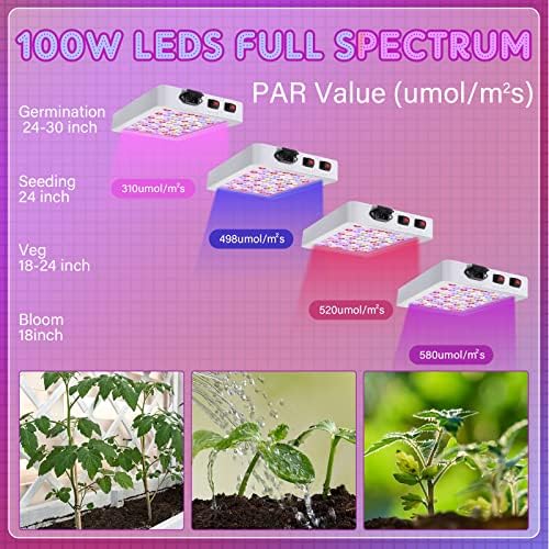 2 Pack 1000W LED Grow Light Full Spectrum Grow Lamps Dual Switch Greenhouse 96 LEDs Light with Veg and Bloom Buttons for Indoor Hydroponic Plant Flower Vegetable Seeding Growing and Flowering - Image 5
