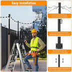 LETIANPAI 2.8Ft String Light Poles 4 Pack,Light Poles for Outside Lights,Outdoor with Fence Brackets Hanging Lights,Metal Stand Deck Patio Backyard - Image 6