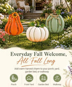Fall Outdoor Decor Metal Pumpkin Yard Stakes - Large Outdoor Pumpkin Decor with Sunflower, Leaves & Bow, Tall Fall Yard Decor for Porch Garden Lawn Autumn Thanksgiving Decorations Set of 3 - Image 7