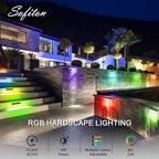 7 Inch Retaining Wall Light Fixture Swivel, RGB Hardscape Paver Lighting, 5W 200LM Color Changing Hardscape Lighting Low Voltage, 12V-24V, IP65 Waterproof Outdoor Step Light, ETL, 12-Pack - Image 2
