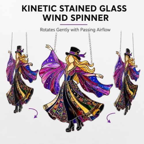 Handmade Stained Glass Wind Spinner, Dancing Lady Window Suncatcher,Model A - Image 2
