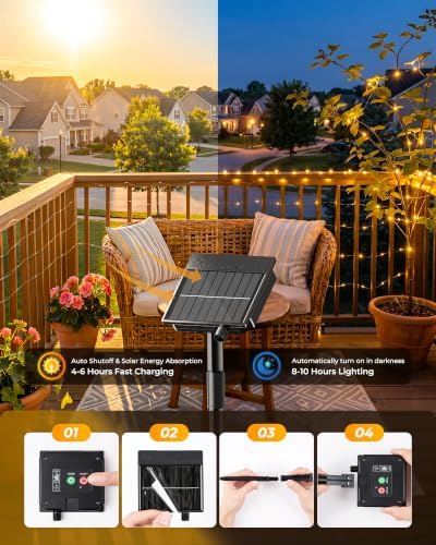 Brightown 4 Pack Solar Fairy Lights Outdoor, Total 132FT 400LED, Warm White - Image 2